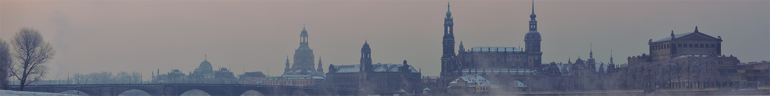 View towards the Old town of Dresden in winter