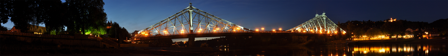 Dresden's Loschwitz Bridge "Blaues Wunder" nicely illuminated at night